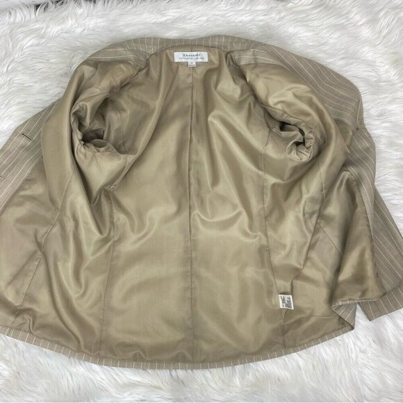 Tahari ASL Women’s Tan White Striped Two Button Business Career Blazer 10/C39 - Picture 7 of 11